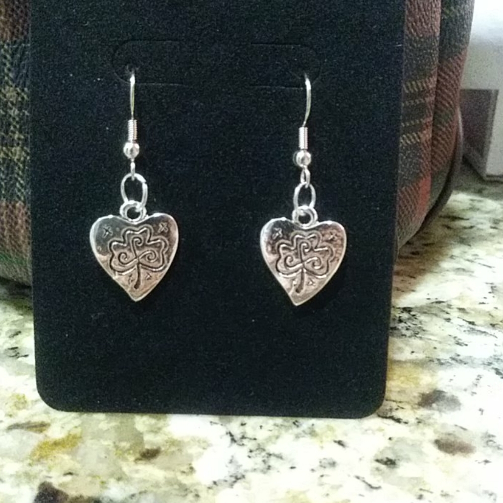 Silver Heart Shamrock earrings